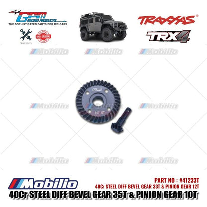 GPM Part #TRX41233T #TRX41035T Steel Differential Bevel Gear 33T / 35T & Pinion Gear 12T / 10T for RC Traxxas TRX-4 TRX-6