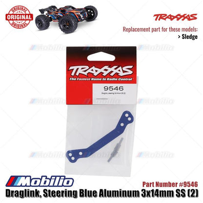 Traxxas Part #9546 Draglink Steering Blue Aluminum 3x14mm SS RC Sledge 1/8 Scale Off-Road