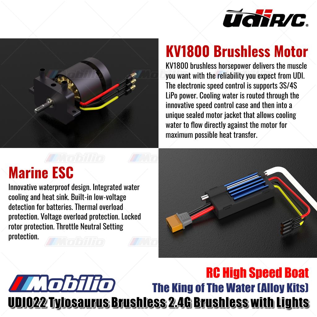 UDIR/C UDI022 Tylosaurus The King of The Water (Alloy Kits) 2.4G Brushless with Lights RC High Speed Boat RTR