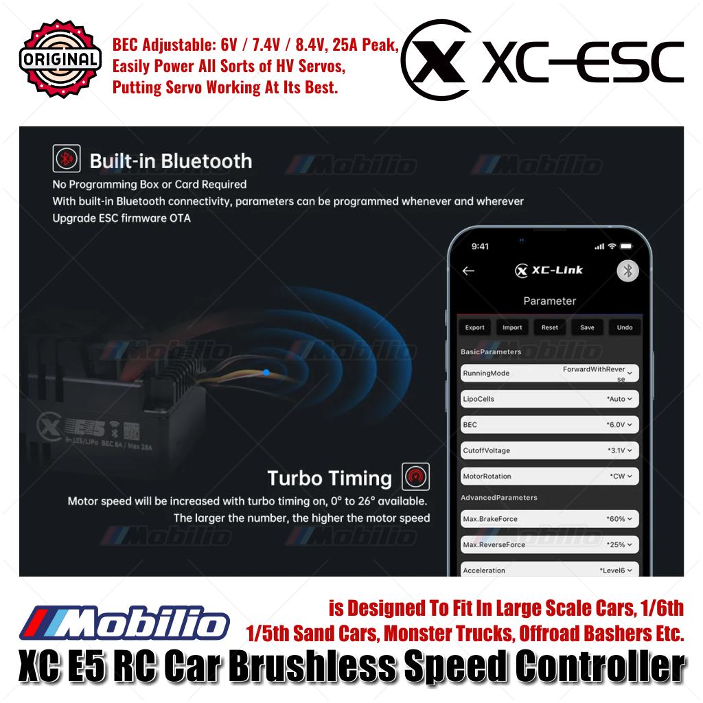 XC-ESC E5 ESC Tanpa Sikat Terdeteksi untuk Mobil RC LiPo 6-12S 200A Kontinu BEC 8A 25A Puncak