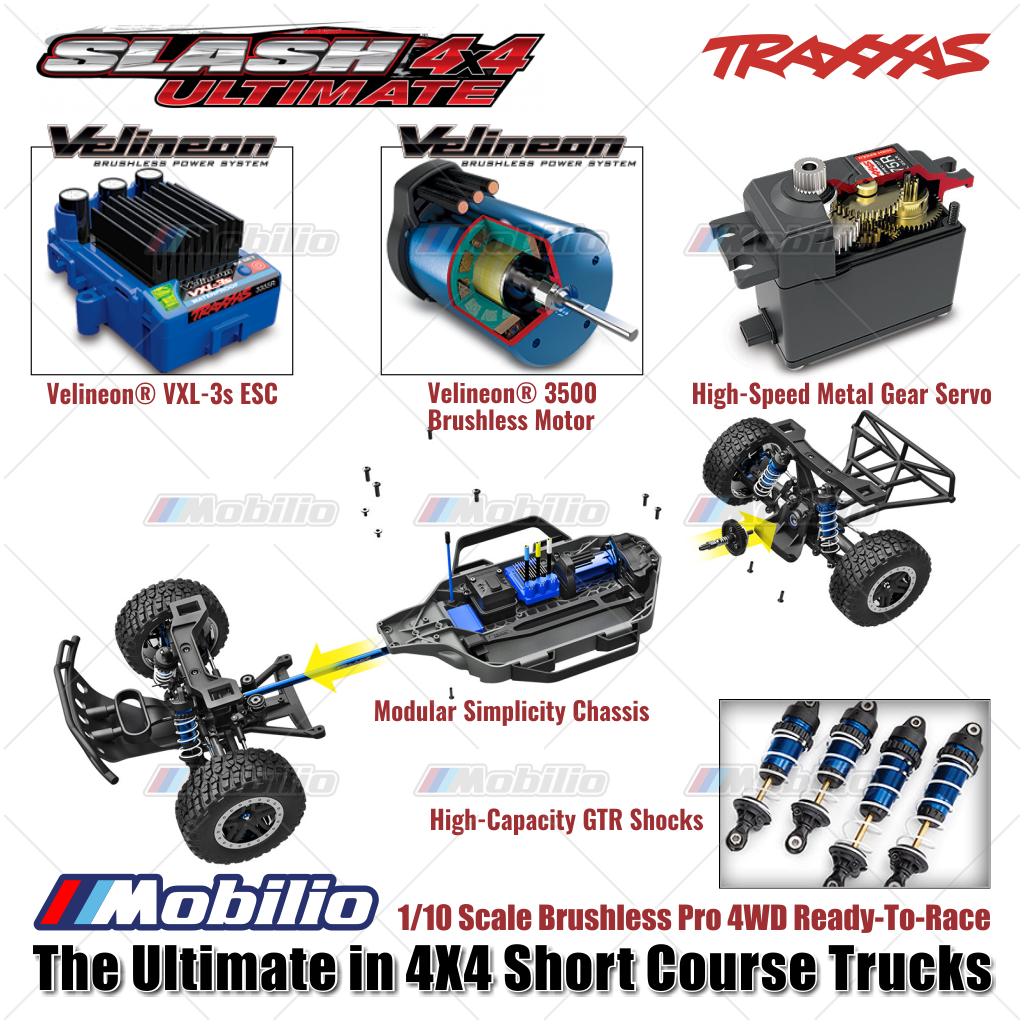 Traxxas 68277-4 Slash 4X4 Ultimate Clipless 1/10 Skala Brushless 4WD Short Course RTR