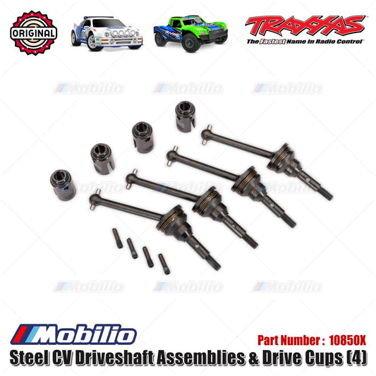 Traxxas Part #10850X Steel CV Driveshaft Assemblies & Drive Cups (4)