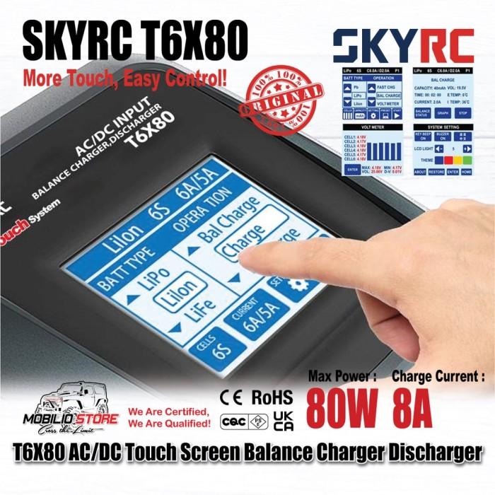 SKYRC T6X80 80W 8A AC/DC LCD Touch Charger Profesional LiPo/LiFe/Lilon