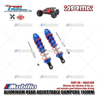 GPM Part #MAS110R Aluminum Rear Adjustable Dampers 110mm RC Upgrade Arrma 6S Kraton Tailon Typhon Senton