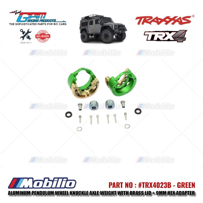 GPM Part #TRX4023B Aluminum Pendulum Wheel Knuckle Axle Weight Brass Lid 9mm Hex Adapter Traxxas TRX-4 TRX-6 Trail Crawler