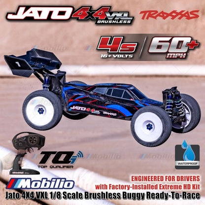 Traxxas 90386-4 Jato 4X4 VXL 1/8 Scale Brushless Buggy dengan Kit Extreme HD Pabrik RTR Kontrol Jarak Jauh &amp; Gear Velineon