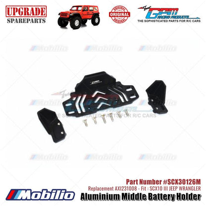 GPM Part #SCX30126M Aluminium Middle Battery Holder Upgrade Axial SCX10 III Jeep Wrangler AXI231008 Replacement