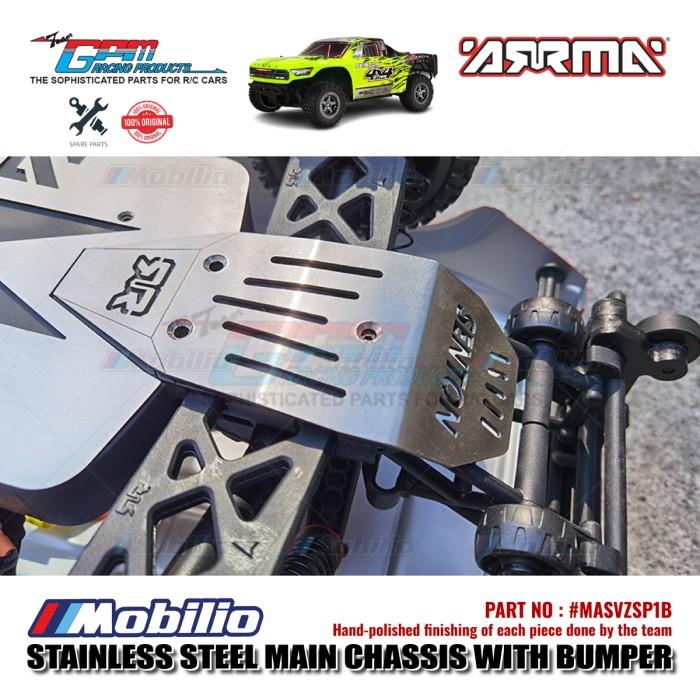 GPM Part #MASVZSP1B Stainless Steel Main Chassis With Bumper (Hollow Version) Arrma Senton V3 3S BLX Short Course
