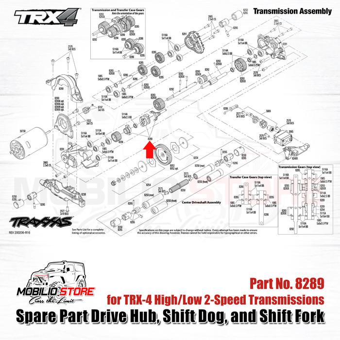 Traxxas Part #8289 Spare Part Drive Hub Shift Dog and Shift Fork for 2-Speed TRX4