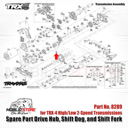Traxxas Part #8289 Spare Part Drive Hub Shift Dog and Shift Fork for 2-Speed TRX4