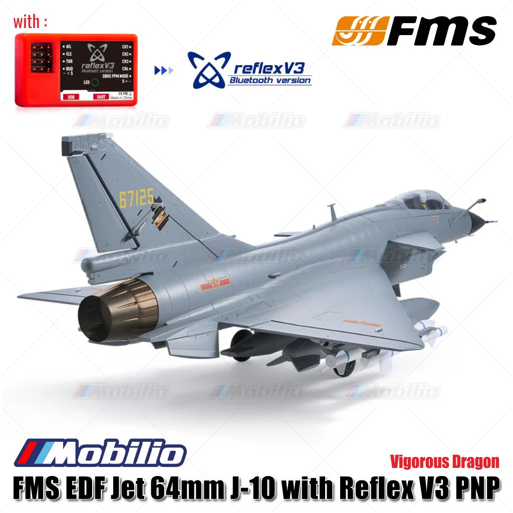 Jet FMS EDF 64mm J-10 dengan Reflex V3 PNP Vigorous Dragon RC Jets Aero Modelling