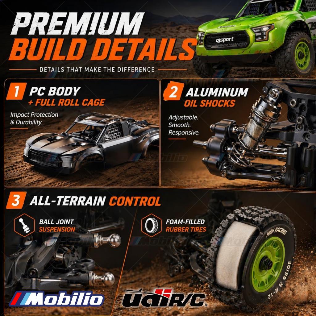 UDIR/C UD1203PRO Sierra 1/12 RC Short Course Truck 3S Brushless Fast RC Car with Gyro and Center Diff 4WD All Terrain Desert Truck RTR
