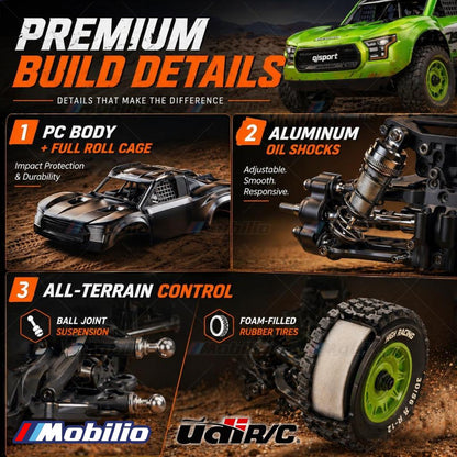 UDIR/C UD1203PRO Sierra 1/12 RC Short Course Truck 3S Brushless Fast RC Car with Gyro and Center Diff 4WD All Terrain Desert Truck RTR