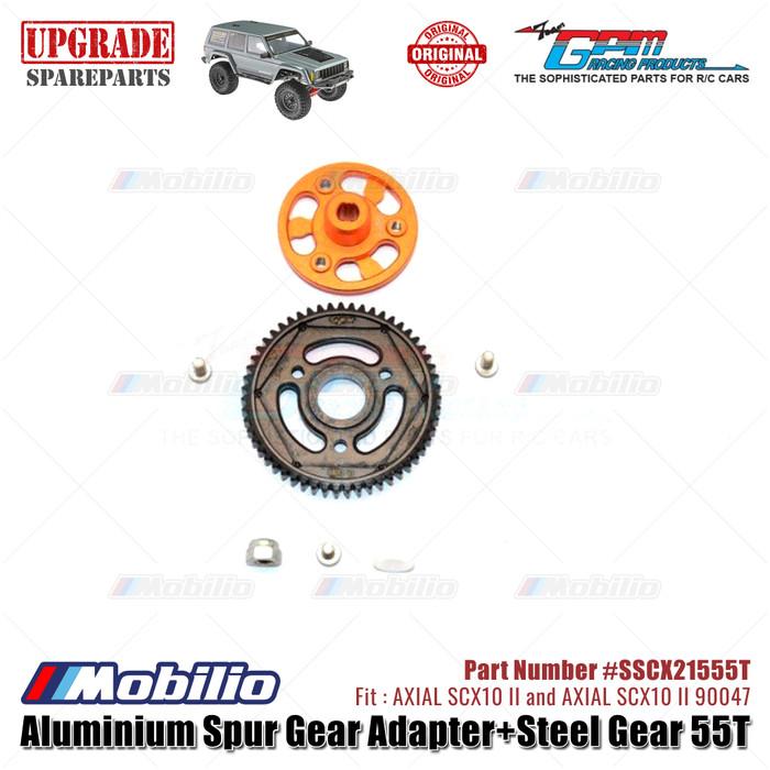 GPM Part #SSCX21555T Aluminium Spur Gear Adapter and Steel Gear 55T RC Upgrade Axial SCX10 II Crawler Adventure