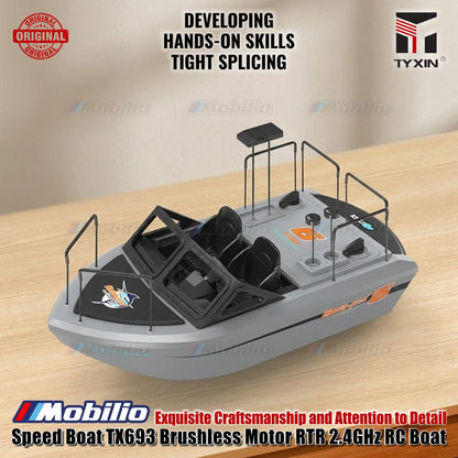 Perahu Cepat TX693 Motor Tanpa Sikat RTR Perahu RC 2.4GHz Skala Simulasi 1:12 Jet Vortex