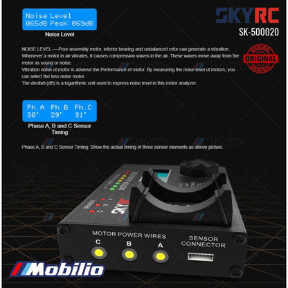 SKYRC #SK-500020 Penganalisis Motor Brushless Nilai KV RPM Arus Tarikan Waktu Motor