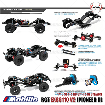RGT EX86110 V2 PIONEER II 1/10 Scale Rock Crawler EX86110V2 4WD Offroad RTR RC Car