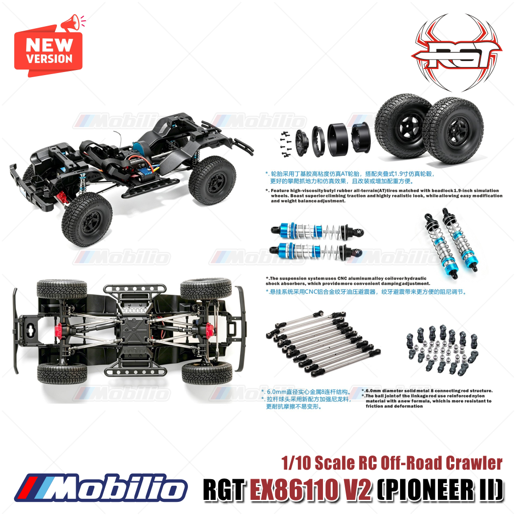 RGT EX86110 V2 PIONEER II 1/10 Scale Rock Crawler EX86110V2 4WD Offroad RTR RC Car