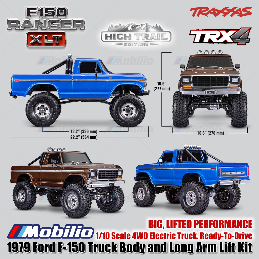 Traxxas 92046-4 TRX4 TRX-4 1/10 High Trail 1979 Ford F150 Ranger XLT RC Truck Tanpa Klip