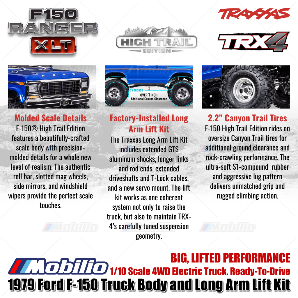 Traxxas 92046-4 TRX4 TRX-4 1/10 High Trail 1979 Ford F150 Ranger XLT RC Truck Tanpa Klip