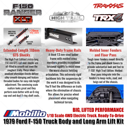 Traxxas 92046-4 TRX4 TRX-4 1/10 High Trail 1979 Ford F150 Ranger XLT RC Truck Tanpa Klip