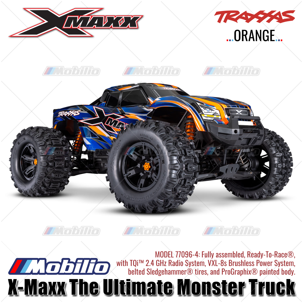 TRAXXAS 77096-4 Truk Monster X-maxx Xmaxx Skala 1/6 Baru dengan Ban Belted Sledgehammer, Motor Brushless 8s, Penggerak 4WD, TQI, TSM, Siap Pakai (RTR)