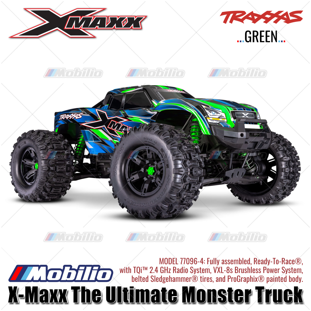 TRAXXAS 77096-4 Truk Monster X-maxx Xmaxx Skala 1/6 Baru dengan Ban Belted Sledgehammer, Motor Brushless 8s, Penggerak 4WD, TQI, TSM, Siap Pakai (RTR)