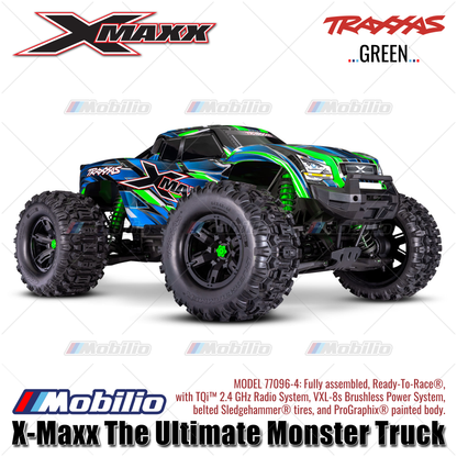 TRAXXAS 77096-4 Truk Monster X-maxx Xmaxx Skala 1/6 Baru dengan Ban Belted Sledgehammer, Motor Brushless 8s, Penggerak 4WD, TQI, TSM, Siap Pakai (RTR)