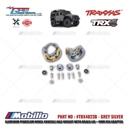 GPM Part #TRX4023B Aluminum Pendulum Wheel Knuckle Axle Weight Brass Lid 9mm Hex Adapter Traxxas TRX-4 TRX-6 Trail Crawler