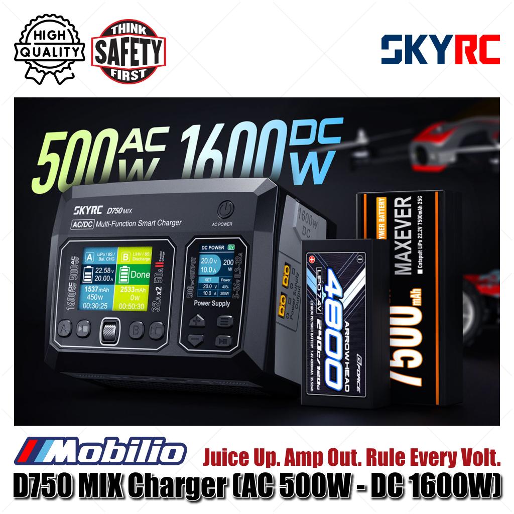 SKYRC #SK-100201 D750 MIX Charger (AC 500W - DC 1600W) Juice Up Amp Out Rule Every Volt MIX to the Max