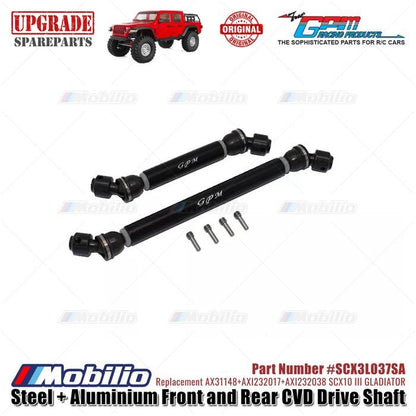 GPM Part #SCX3L037SA Steel & Aluminium Front Rear CVD Drive Shaft Upgrade RC Axial SCX10 III Jeep Gladiator Remote Motor Control Toy