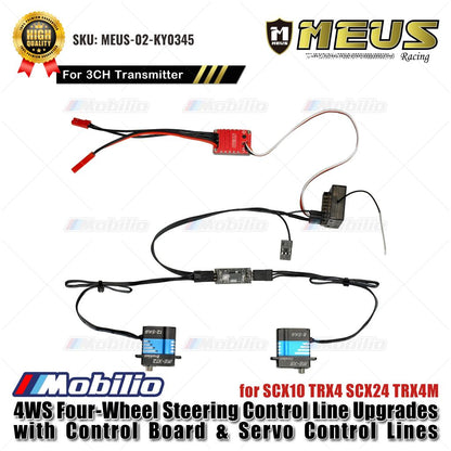 Peningkatan Lini Kontrol Kemudi Empat Roda MEUS Racing 4WS MEUS-02-KY0345 dengan Papan Kontrol & Lini Kontrol Servo untuk SCX10 TRX4 SCX24 TRX4M
