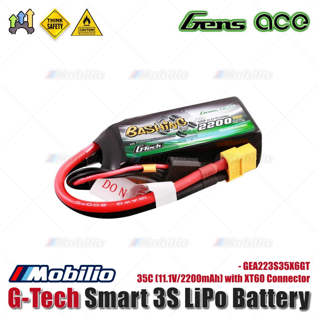 Gens Ace G-Tech Smart 3S Lipo Baterai 35C (11.1V/2200mAh) dengan Konektor XT60 - GEA22003S35X6