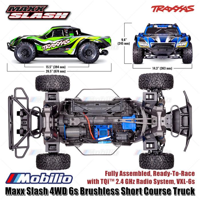 Traxxas 102076-4 Maxx Slash 4WD 6s Brushless Short Course Truck RTR Rakitan Lengkap Siap Balap Sistem Radio TQi 2.4 GHz VXL-6s Model 102076-4
