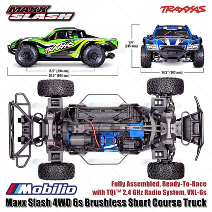 Traxxas 102076-4 Maxx Slash 4WD 6s Brushless Short Course Truck RTR Rakitan Lengkap Siap Balap Sistem Radio TQi 2.4 GHz VXL-6s Model 102076-4