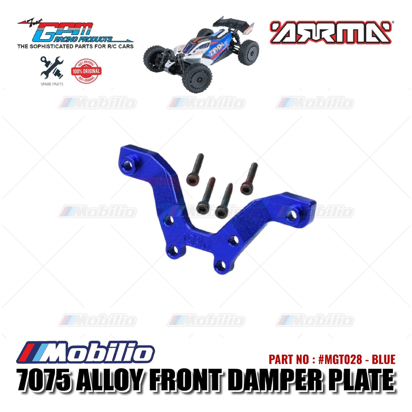 GPM Part #MGT028 Alloy Front Damper Plate Arrma 1/18 Typhon Grom Mega RC Buggy