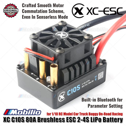 XC-ESC C10S 80A Brushless ESC Mendukung Baterai Lipo 2~4S untuk Mobil Model RC 1/10 Truk Buggy Balap On-Road