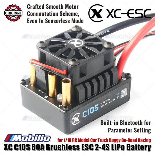 XC-ESC C10S 80A Brushless ESC Mendukung Baterai Lipo 2~4S untuk Mobil Model RC 1/10 Truk Buggy Balap On-Road