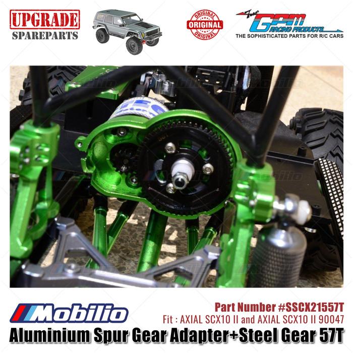 GPM Part #SSCX21557T Aluminium Spur Gear Adapter and Steel Gear 57T RC Upgrade Axial SCX10 II Crawler Adventure