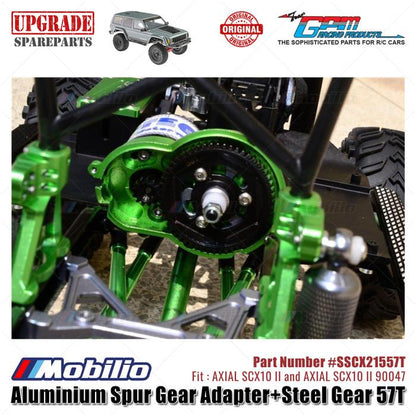 GPM Part #SSCX21557T Aluminium Spur Gear Adapter and Steel Gear 57T RC Upgrade Axial SCX10 II Crawler Adventure