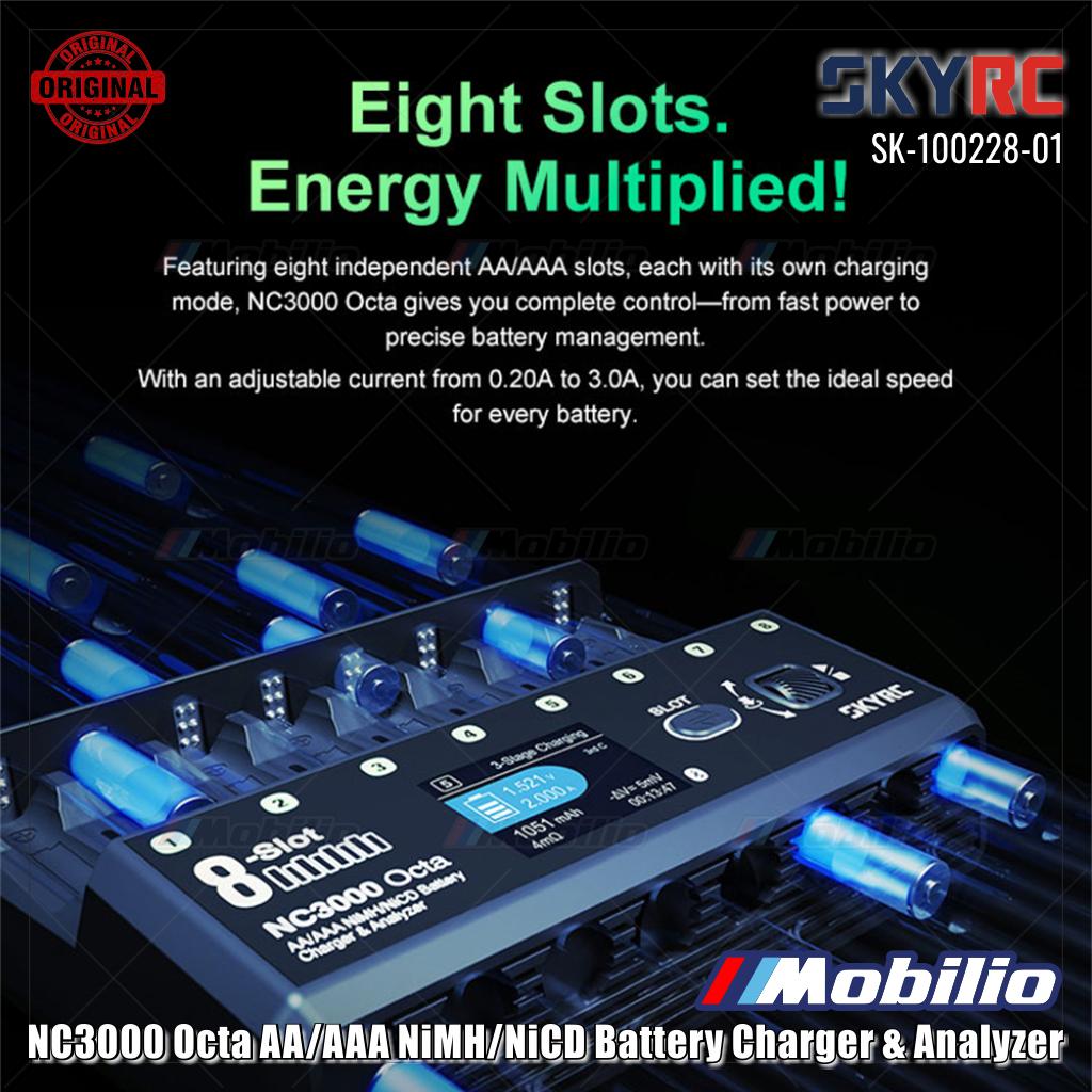 SkyRC NC3000 Pengisi Daya & Penganalisis Baterai NiMH/NiCD Octa AA/AAA SK-100228-01