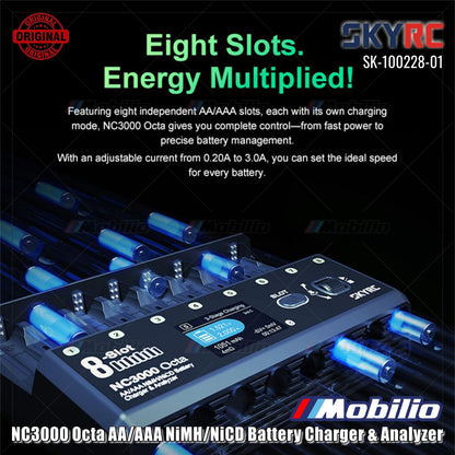 SkyRC NC3000 Pengisi Daya & Penganalisis Baterai NiMH/NiCD Octa AA/AAA SK-100228-01