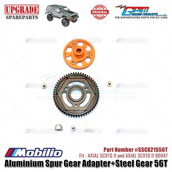 GPM Part #SSCX21556T Aluminium Spur Gear Adapter and Steel Gear 56T RC Upgrade Axial SCX10 II Crawler Adventure