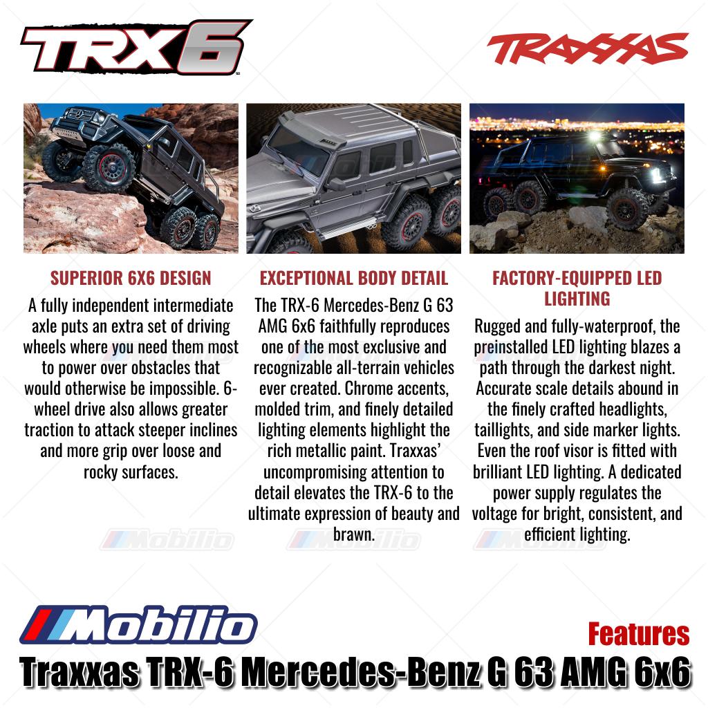 Traxxas TRX-6 G63 AMG 6x6 RTR RC Car Crawler Adventure 1/10 Scale TRX6 Ready New Clipless Body Mounting LED Light Kit Waterproof Speed Control