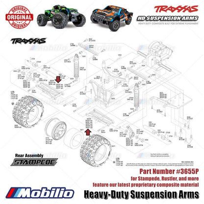 Traxxas Part #3655P Heavy-Duty Suspension Arms Composite for Stampede Rustler and More