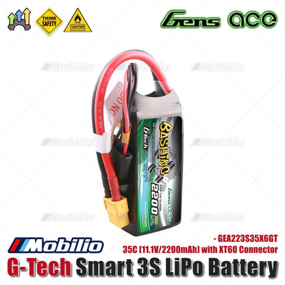 Gens Ace G-Tech Smart 3S Lipo Baterai 35C (11.1V/2200mAh) dengan Konektor XT60 - GEA22003S35X6