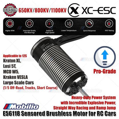 Motor Tanpa Sensor Brushless XC-ESC E56118 650KV/800KV/1100KV 6–12S untuk Truk Off-Road 1/5 RC Kursus Singkat