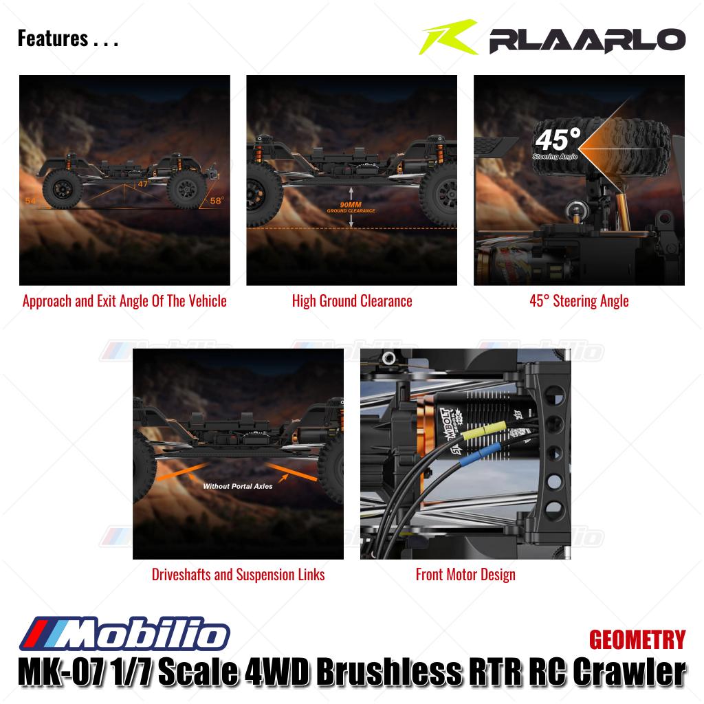 Rlaarlo MK-07 Skala 1/7 4WD Brushless RTR 2.4GHz RC Crawler Desain Bertema Dinosaurus yang Dilukis Tangan, Petualangan, Kendali Jarak Jauh