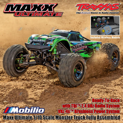 Traxxas 89087-4 Maxx Ultimate Truk Monster Skala 1/10 Rakitan Lengkap RTR Siap Balap RC dengan Sistem Radio TQi 2.4 GHz dan Sistem Tenaga Brushless VXL-4S