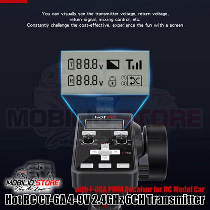 HotRC CT-6A 4-9V 2.4GHz 6CH Transmitter with F-06A PWM Receiver for RC